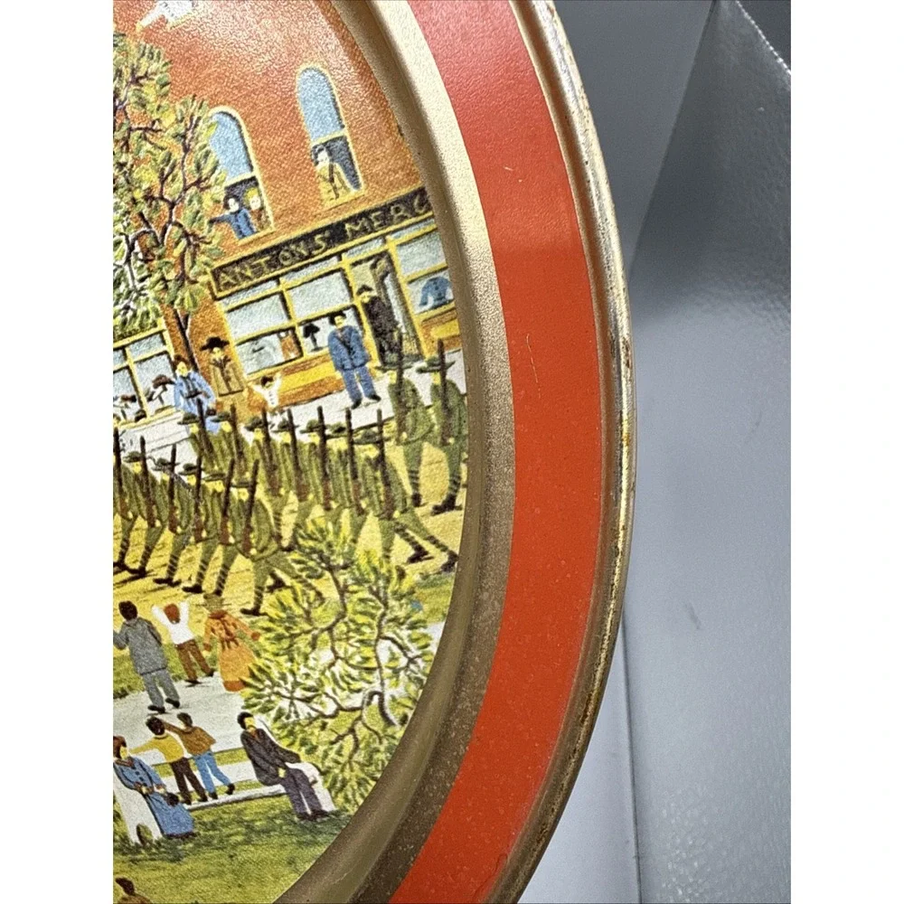 Sunshine Biscuits Cookie Tin Lid Holiday Parade American Folk Art Tray